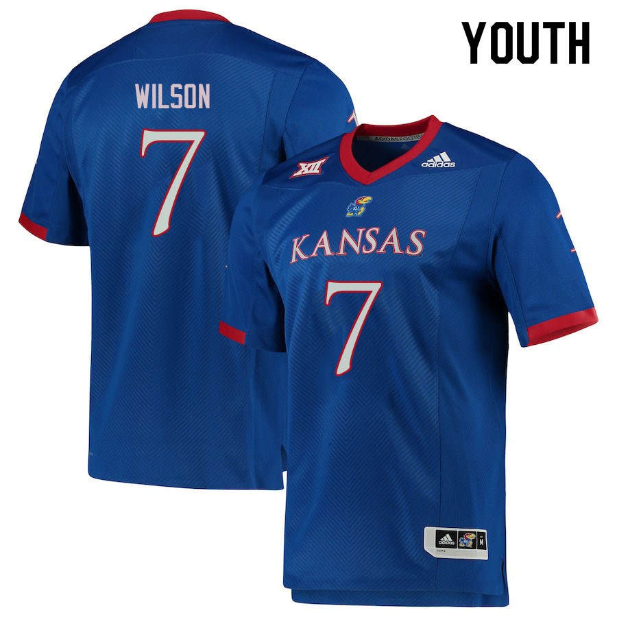Youth #7 Trevor Wilson Kansas Jayhawks College Football Jerseys Sale-Royal - Click Image to Close